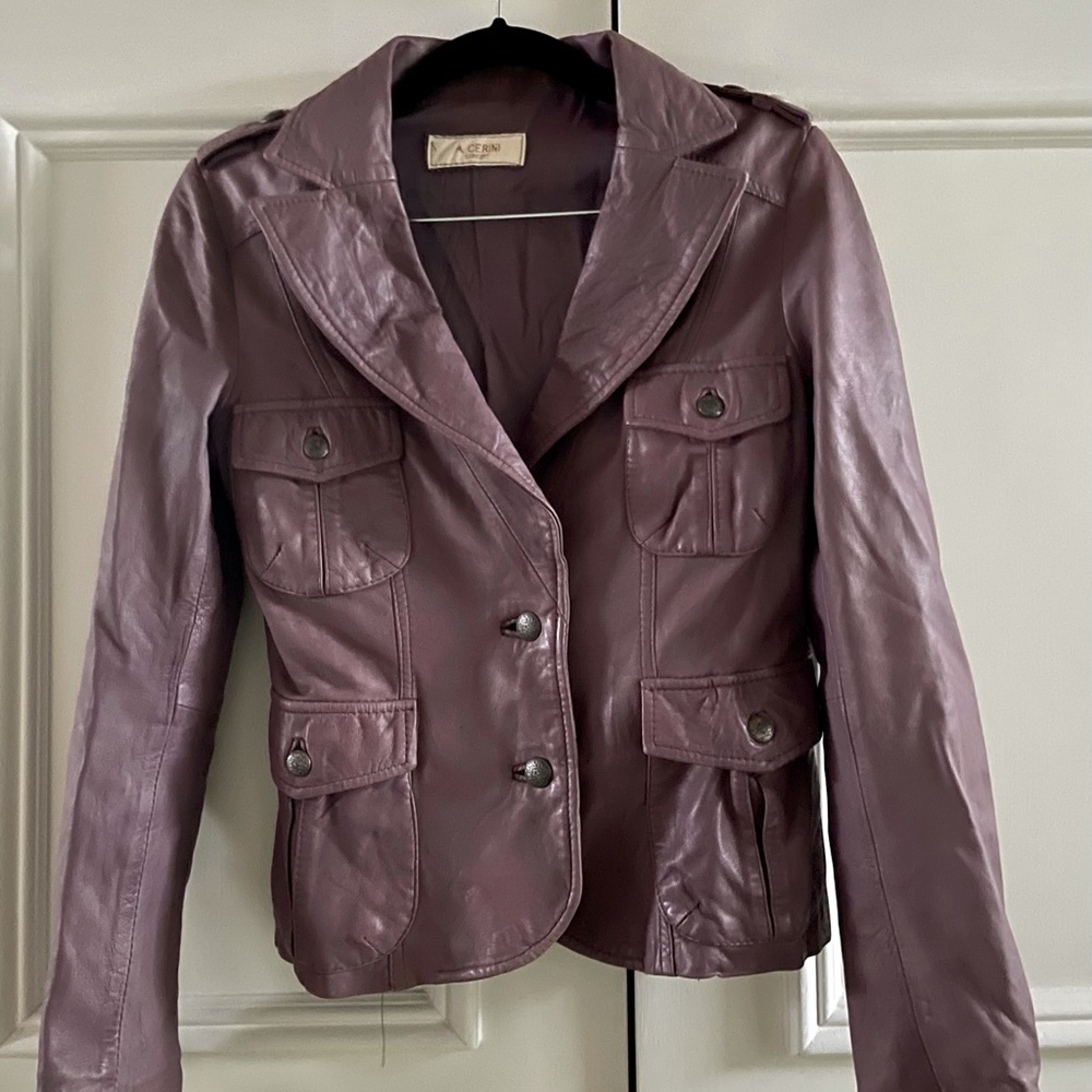 A.Cerini Italian Vintage Leather Fitted Jacket 42